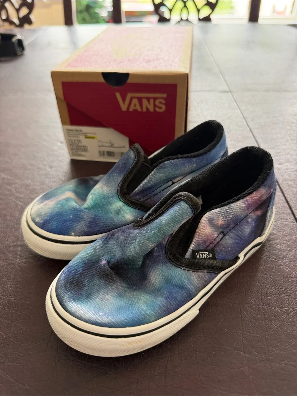 Vans Kids Slip-On Sneakers in Blue and Purple Galaxy Print Toddler Size 9